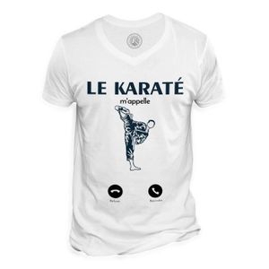 T-SHIRT T-shirt Homme Col V Le Karaté M'Appelle Sport Combat Passion