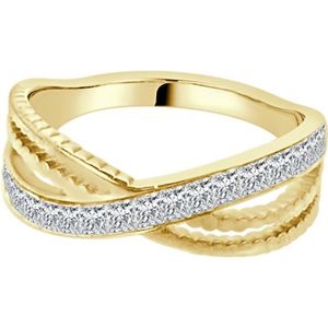ALLIANCE - SOLITAIRE Alliance de mariage pour femme en acier doré croisée dentelle sertie de cristaux