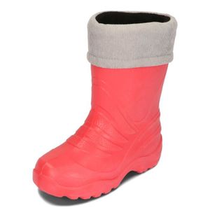 BOTTE Bottes de Pluie Enfant Fille Garçon BeKiddy Doublées Imperméables Rose 22-37 EU