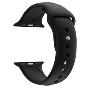 BRACELET MONTRE CONNEC. [Compatible Apple iWatch 44 mm] Bracelet Silicone Noir Souple Taille S-M Sport Mixte Remplacement Montre