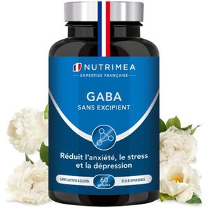 COMPLEMENTS ALIMENTAIRES - DETENTE GABA 750 mg/j - Calme - Favorise le sommeil - Complément alimentaire -  60 gélules végétales- Fabrication Française - Nutrimea 
