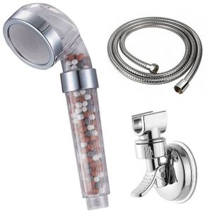 DOUCHETTE - FLEXIBLE Shunli-Pommeau de douche Haute Pression avec Filtre à eau Flexible et Support de douche - Douchette main SPA Shower