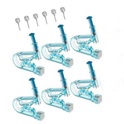 NIUSIMAN Kit 6 Pistolets Piercing Oreille Jetables Sans Douleur – Clous CZ 5mm Or/Argent – Perçage Rapide à Domicile