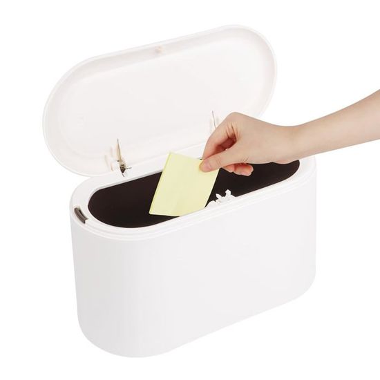 Mini Poubelle De Table Pyroclasia - Design Compact Blanc Avec Couvercle Pratique