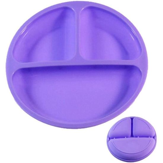 Assiette De Sevrage Bébé Avec Ventouse - 3 Compartiments En Silicone - Sans BPA - Lavable Au Lave-vaisselle - Fabriquée En Italie - Rouge