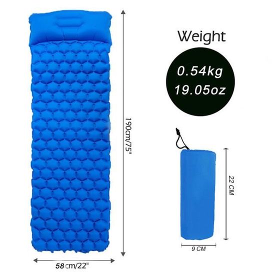 KingCamp Matelas De Couchage Double Pour Camping, Matelas De Camping Gonflable Pour 2 Personnes Avec Oreiller, Pompe à Pied Intégrée, Tapis De Camping Ultra Léger Et Connectable Pour Randonnée, Tente