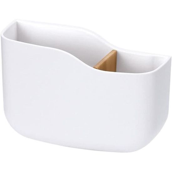 2 Pièces Support Sac Plastique Mural - Organisateur Chaussettes Sous-Vêtements Avec Couvercle Blanc Et Gris