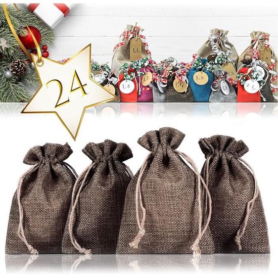 24Pcs Motif De Coeur Sachets En Toile De Jute Pochettes 10 * 14CM ,pour Bijoux Boite Dragees
