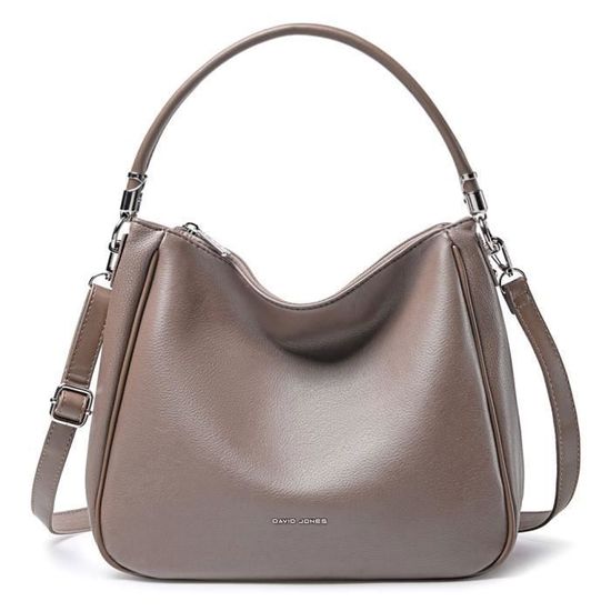 David Jones Sac à Main Porté Epaule Hobo Femme Cuir PU Femme Marron Taupe Cdiscount