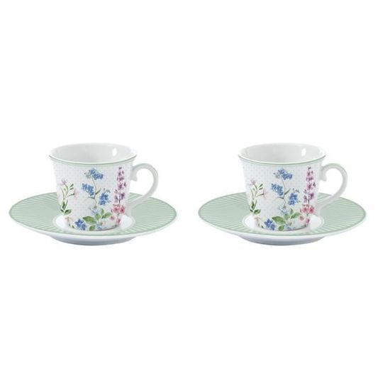2 Tasses à Café Vintage Françaises - Motif Floral Or, Frise Décorative, Hauteur 4,5 Cm, Années 1920-1949