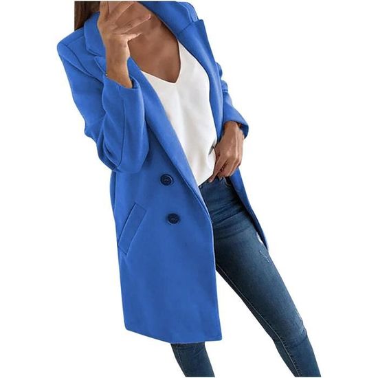 Tunique Femme Longue - Trench Coat Femme Mi Long Coat Polaire Hauts Super Doux Sweat Avec Deux Poches Outwear Extérieur Tops Protection Solaire Coat Couleur Pure Sweat Automne Tunique