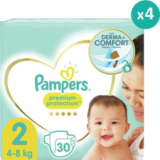 4x30 Couches Premium Protection Taille 2, Pampers Cdiscount
