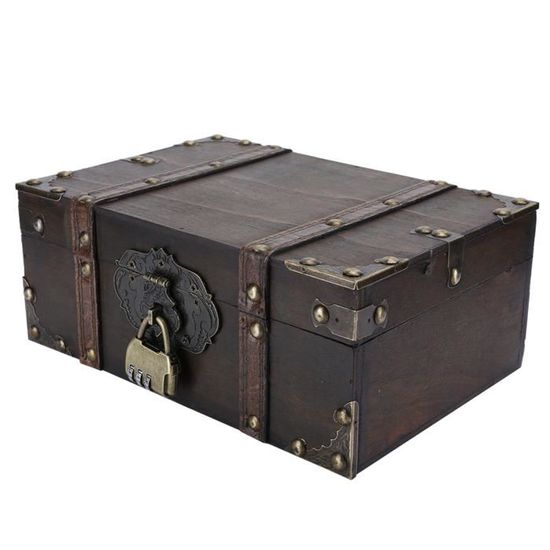Coffret Trésor Verrouillable En Bois - 16 X 11 X 9 Cm, Serrure à Code, Pour Bijoux, Monnaies Ou Décoration - 9