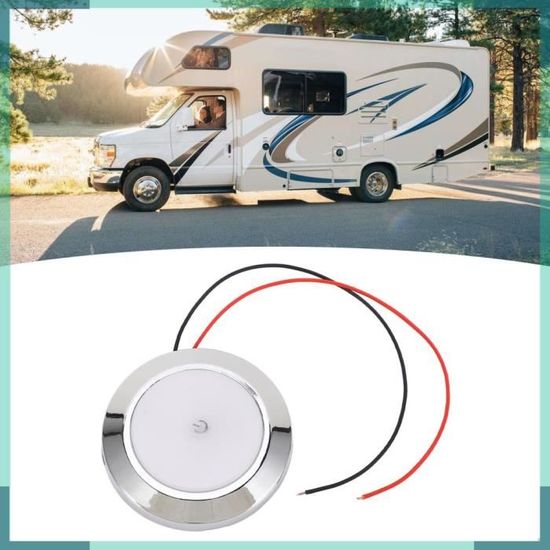 10W 48LED Lampe Intérieur Voiture Dôme Toit Plafonnier Caravane Bateau RV 12-24V Blanc Chaud