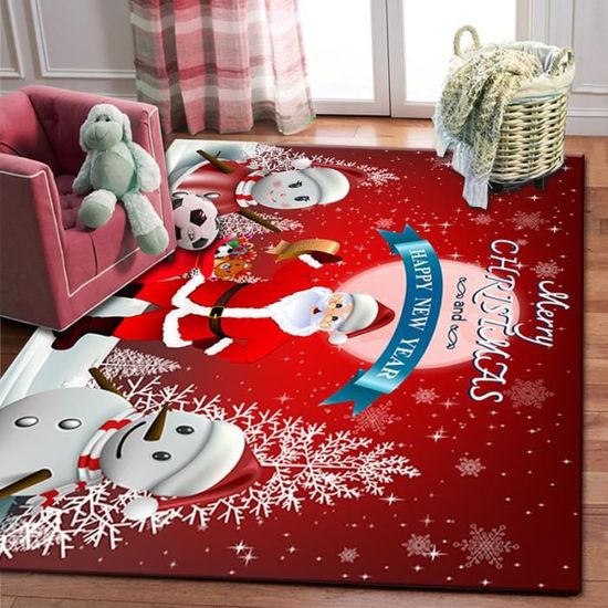 Père Noël Tapis Noel, Paillasson Noel Flocons de Neige, TapisdeNoel