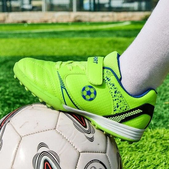 Chaussures De Foot Enfants Avec Protège-tibias - Crampons Garçons/filles Couleur Vive, Facile à Enfiler
