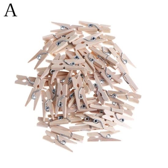 Lot De 96 Pin's à Linge Vintage En Bois - Rond - Idéal Artisanat Ou Déco