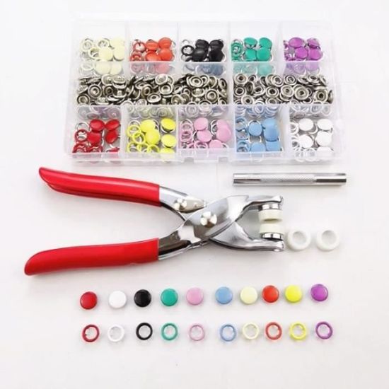 Lot de 10 boutons pression avec outils de fixation pour vêtements, sacs