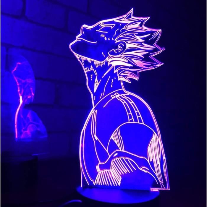 Led Anime Design Lampe Illusion 3D Veilleuse Led Anime Haikyu Bokuto Lumière Decormanga ...