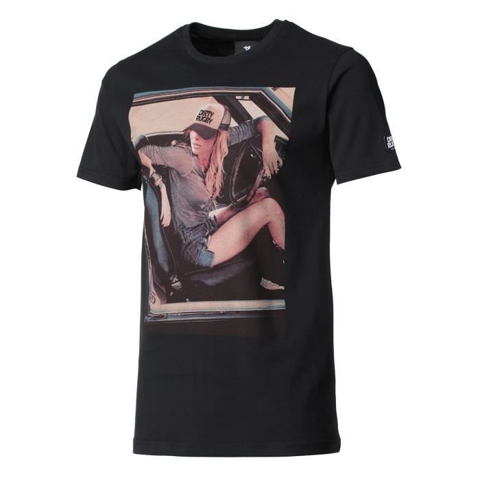 RUGBY DIVISION - Tee shirt manches courtes BACKSIDE noir 100% coton