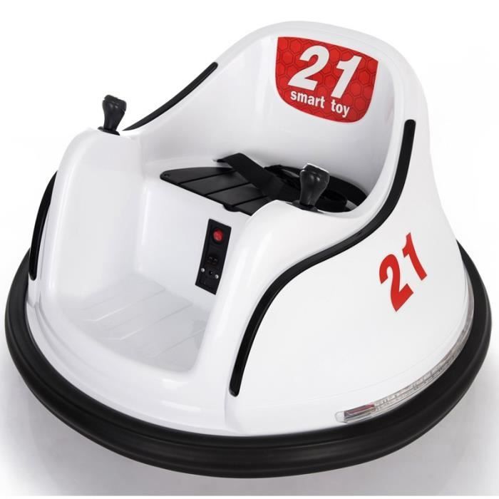 Voiture auto tamponnante - auto tournante électrique Blanc - Voiture électrique pour enfant avec batterie 6v et télécommande