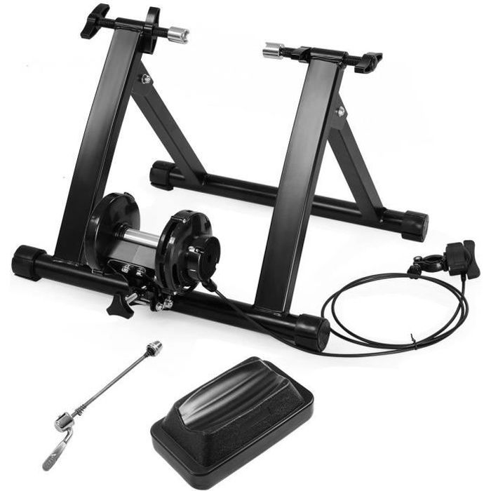 COSTWAY Home Trainer Vélo Magnétique Pliable avec Fil,5 Niveaux de Résistance pour Roue 26-28’’ en Acier Charger Max 150KG Noir