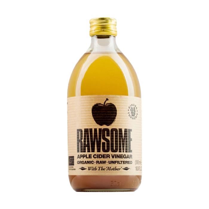 RAWSOME - Vinaigre de cidre de pomme au gingembre et curcuma non filtré ECO 500 ml