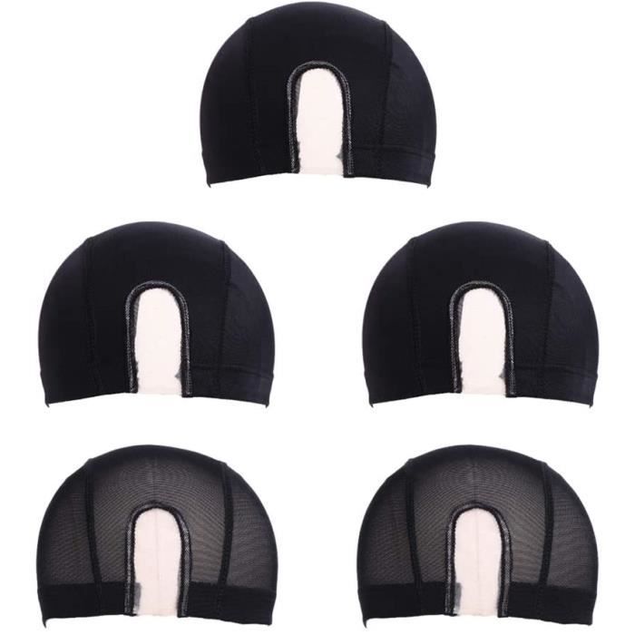 Extensions de cheveux et perruques et accessoires 5 Pièces Maille Dôme Perruque Cap Spandex Filet À Cheveux Extensible R 250792