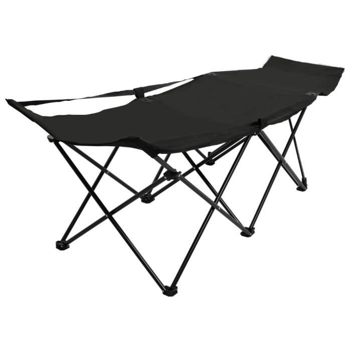 Chaise longue pliable Noir Acier #437 -PAI