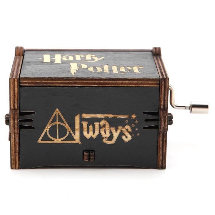 LIA Boîte à musique à manivelle en bois mécanique Noir Harry Potter