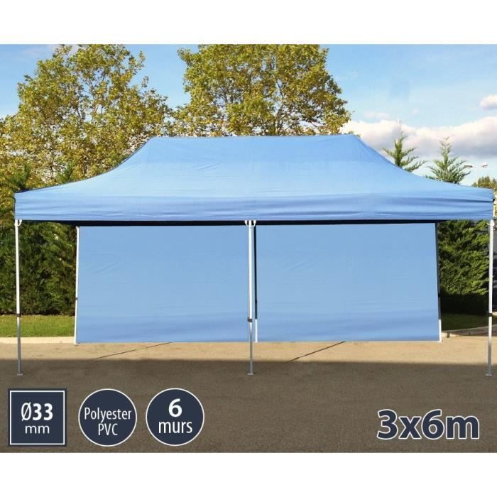 TENTE BARNUM PLIANT 3X6 BLEU SEMI-PRO + 6 MURS