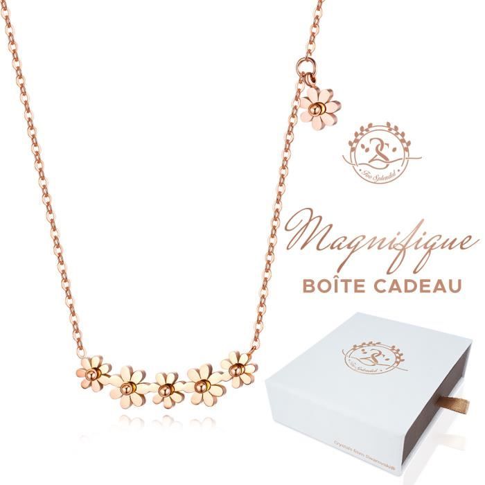 Magnifique Collier femme Marguerite Baigné dans l'Or. Boîte offerte. Cadeau femme original anniversaire, Noël, mères. 2SPLENDID®