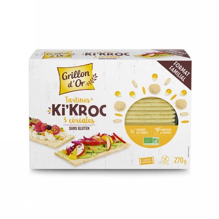 Tartines kikroc 3 céréales sans gluten 270gr - Grillon d'or