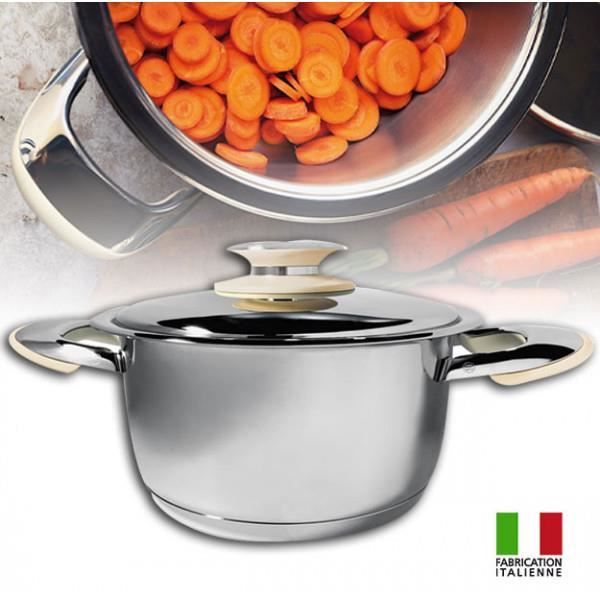 Foodybio® Faitout Basse Température 5,6L en Inox 18-10 avec Couvercle et Thermomètre Intégré Compatible Tous Feux dont Induction