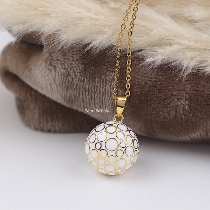 bola de grossesse future maman vintage or, chaîne plaqué or acier inoxydable. Collier Sautoir. Monbobola