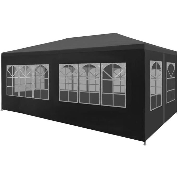 Tonnelle de Jardin Tente Réception Pavillon Barnum Chapiteau Pliante Pliable 3 x 6 m Anthracite