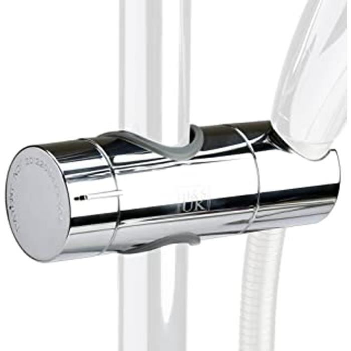 H &Amp S Support De Pommeau RÉGlable Pour Barre De Douche ChromÉ Compatible Avec Barres D'Un DiamÈTre De 18/19