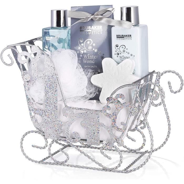 BRUBAKER Cosmetics - Coffret de bain & de soins - Winter Wonder-Vanille - 6 Pièces - Traîneau à paillettes -284