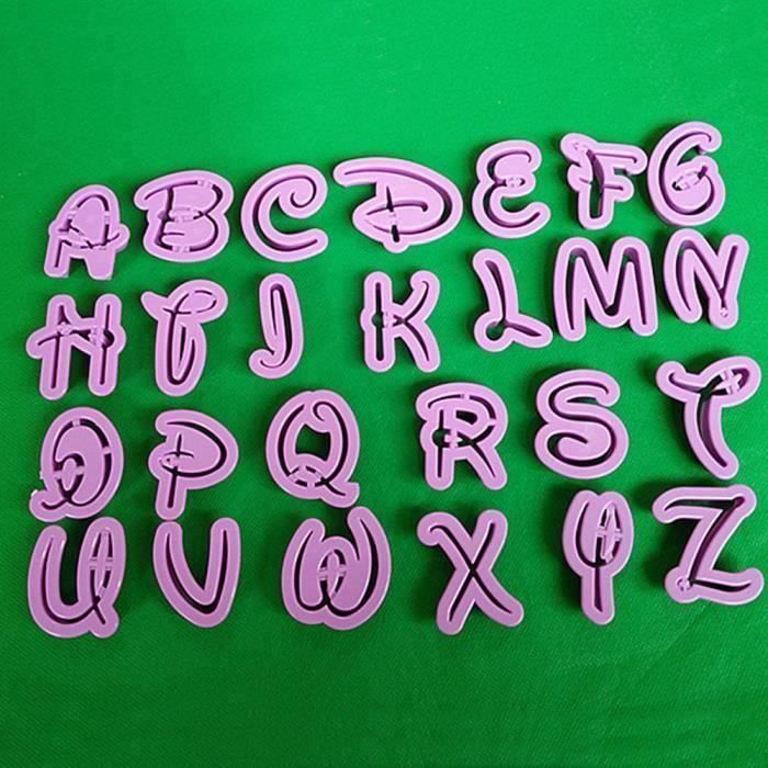 26 Alphabet Moule style Disney Lettre Cutter Fondant Cookie Stamp Décoration de gâteau@FLL80904673
