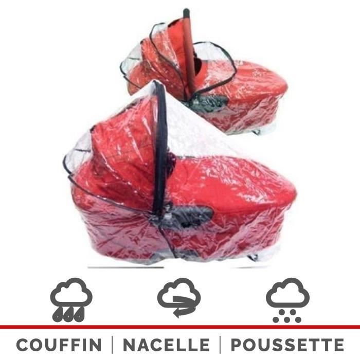 Habillage Pluie Universel Pour Couffins Nacelles (Larges) Poussettes Landaus - 250 Microns d’Epaisseur