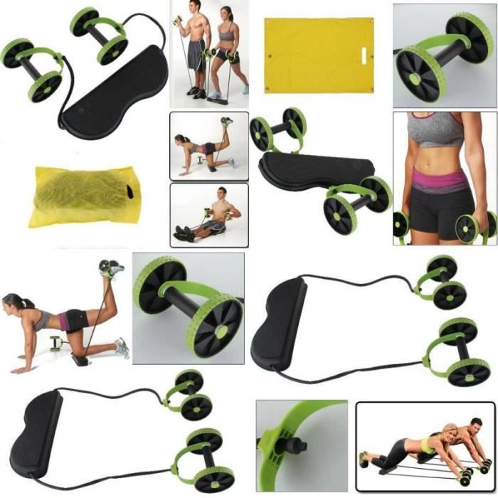 LUXS Lot de 2 Roue Abdominale Rallye Multifonction Traction Corde Roue Abdominale-Fitness à la maison