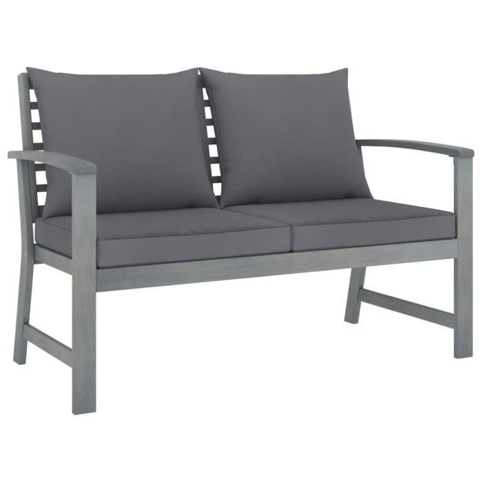 HOME®Haute qualité- Banc de Jardin 2-3 Places - Style Contemporain Banquette Extérieur - 120cm et coussin gris foncé Bois sol��4872