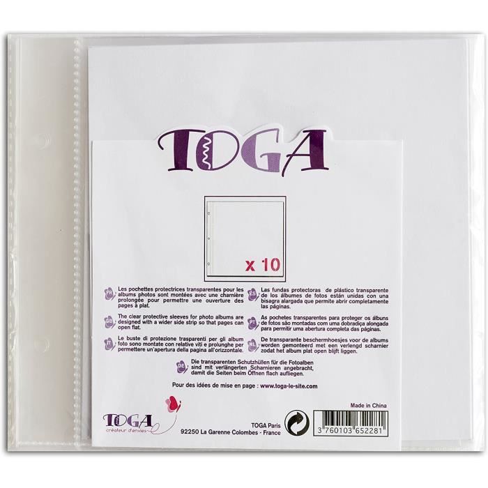 Albums photo Toga AL11E 10 pochettes pour album de scrapbooking, Plastique, Transparent, 20 x 20 x 0,5 cm400