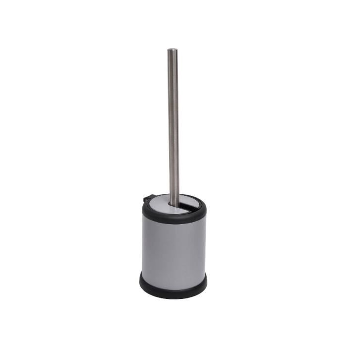 Praktische Toiletborstel met Houder met afdekklep - 11,5x39cm – Grijs – Vrijstaand – Badkamer – Toilet
