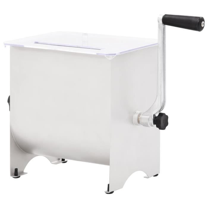 Rainbowin® Mélangeur de viande manuel avec couvercle Argenté 20 L Inox