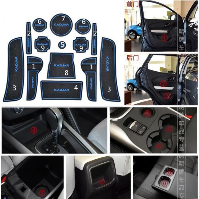 Décoration Véhicule,Housse de porte antidérapante pour Renault KADJAR, en gel de silice, pour tasse, accessoires, GR - Type 2 blue