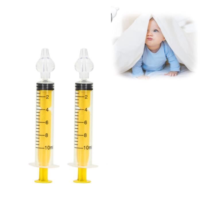 Mouche-bébé, kit de 2 irrigateurs nasal 10ml, seringue nasale réutilisable Jaune