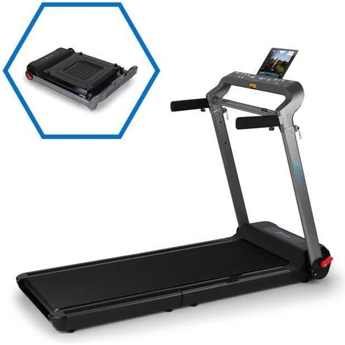 CAPITAL SPORTS Compact Space X - Tapis de course pliable , 36 programmes d'entraînement surface 123 x 44cm - Noir