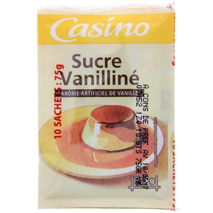CASINO Sucre vanilliné - Arôme artificiel de Vanille - 10 sachets 10 x 7.5g