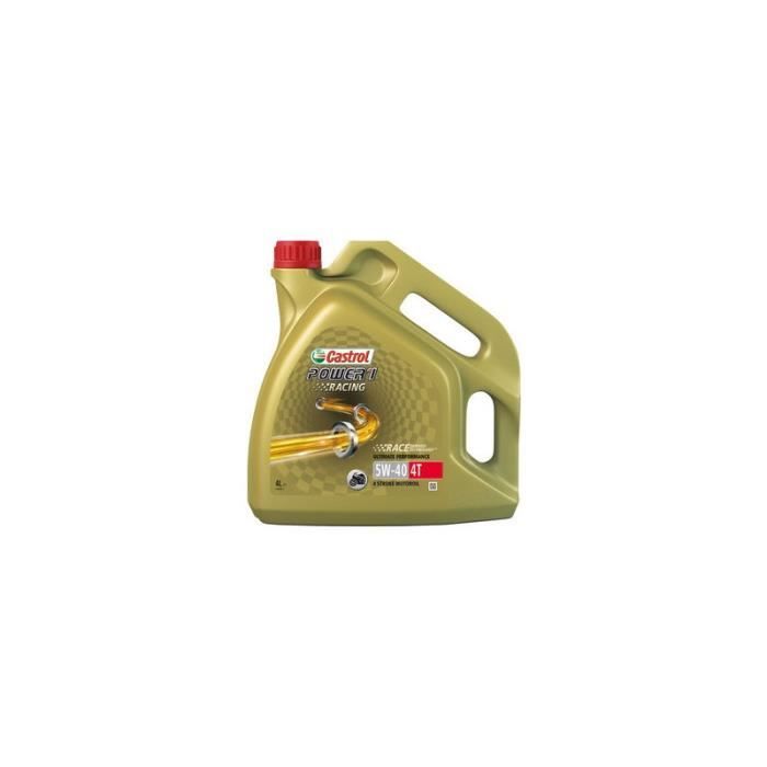 Castrol Power 1 Racing 4T 5W-40, 4 L, 5W-40, Moto, Essence, Moteur à essence, Or